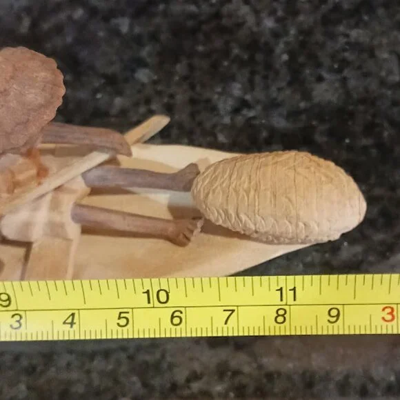 Folk Art Sculpture Carving Ghanaian Boat People (6) Vintage, 12 inches - Picture 10 of 13